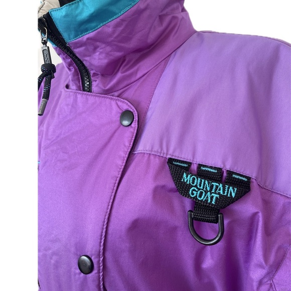 Vintage 80s Mountain Goat purple & turquoise ski jacket w shoulder pads Women M. - Picture 3 of 16
